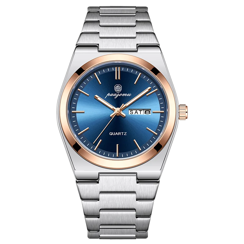 PAAZOMU Luxury Sport Quartz Man Wristwatch Waterproof Luminous Date Week Men Watches Stainless Steel Men's Watch Male Reloj+box