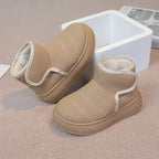 2025 Kids Winter Snow Boots Plush Fur Lined Non-Slip Leather Shoes for Boys And Girls Little Girl Outdoor Short Boots
