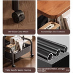 Two Tier Rolling Nightstand Bedside Cabinet Storage Drawer Wheels Small Space Living Room Bedroom Sofa Side Table Bed Table