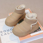 2025 Kids Winter Snow Boots Plush Fur Lined Non-Slip Leather Shoes for Boys And Girls Little Girl Outdoor Short Boots