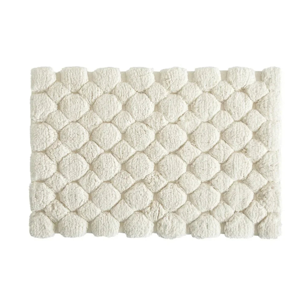 Ivory 2-Piece Cotton Bath Rug Set – 40x60cm&50x80cm Machine Washable Mats for Bathroom, Tub & Shower