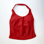 NCLAGEN Gym Halter Top Woman longline strappy tank Padded yoga clothing Fitness workout Running Activewear pilates clothes