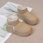 2025 Kids Winter Snow Boots Plush Fur Lined Non-Slip Leather Shoes for Boys And Girls Little Girl Outdoor Short Boots