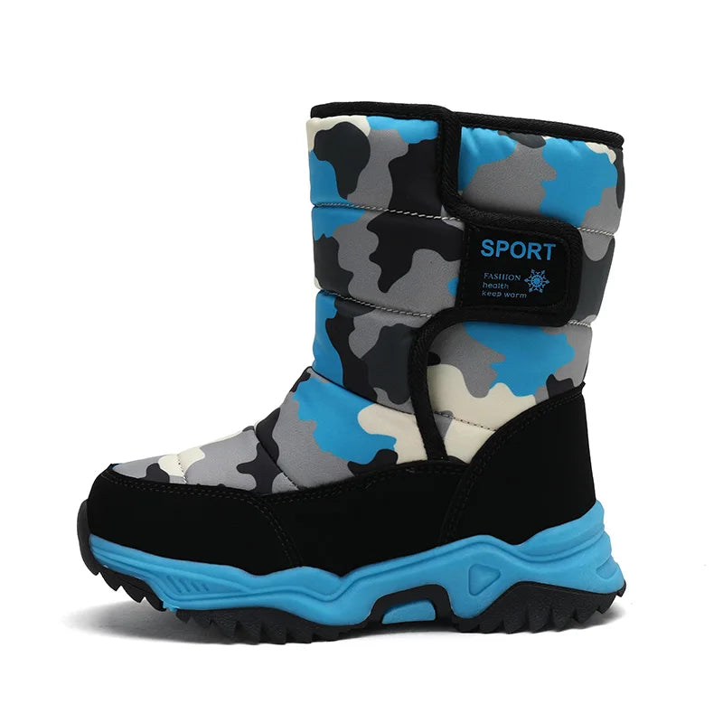 Kids Snow Boots Boys Warm Winter Shoes Outdoor Walking Sneakers Camouflage Comfortable Platform Plush Sports Boy Boots