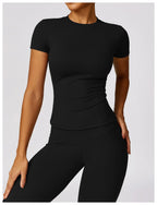 NCLAGEN Gym Top Women Short Sleeve Workout Clothes Sports T Shirt Femme Fitness Activewear Running Accessories Yoga Tight Tops
