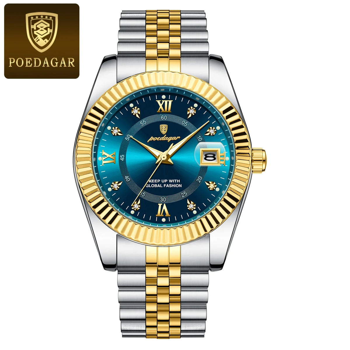 POEDAGAR Classic Luxury Men's Quartz Watches Stainless Steel Date Man Watch Waterproof Luminous Fashion Business Male Wristwatch