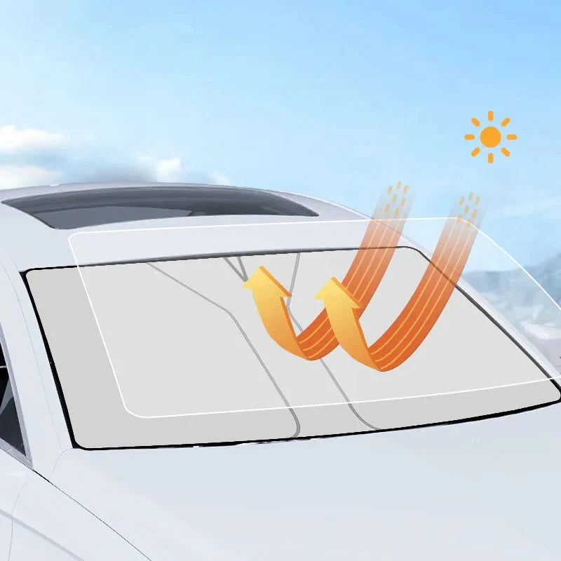 SEAMETAL Car Windshield Sun Shade Cover Front Window Sun Visor Protection Foldable Car Curtains for Summer Cooling UV Refletive