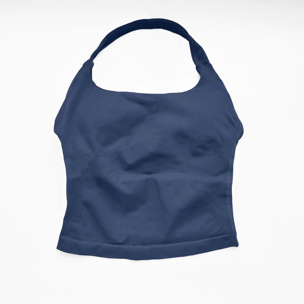 NCLAGEN Gym Halter Top Woman longline strappy tank Padded yoga clothing Fitness workout Running Activewear pilates clothes