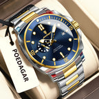 POEDAGAR Top Fashion Luxury Watch For Men Waterproof Luminous Date Men's Watches Stainless Steel Business Quartz Male Wristwatch