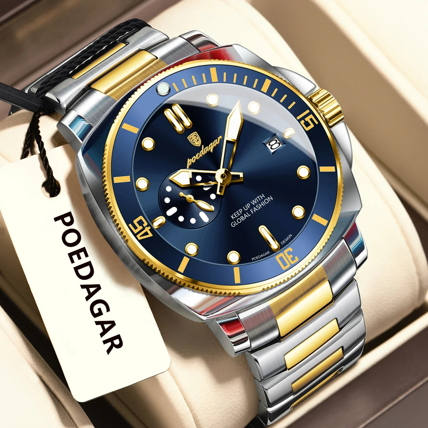 POEDAGAR Top Fashion Luxury Watch For Men Waterproof Luminous Date Men's Watches Stainless Steel Business Quartz Male Wristwatch