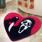 VIKAMA Heart-Shaped Skull Carpet Soft and Comfortable Halloween Decorative Floor Mat Bedside Rug Bathroom Foot Mat Home Decor