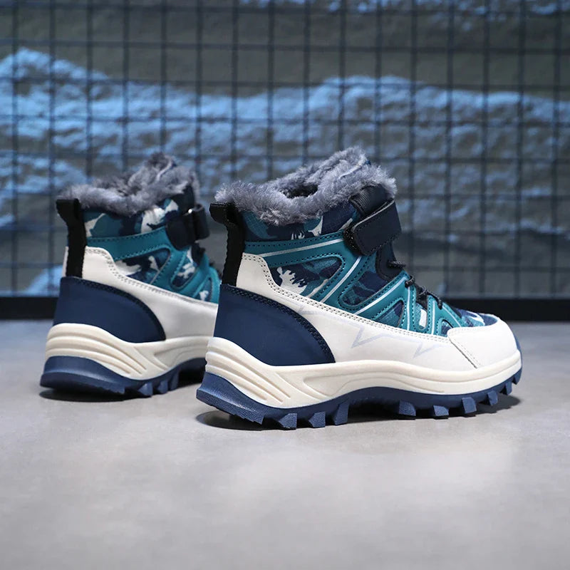 Kids Boots Winter Warm Waterproof Snow Boots for Children Casual Outdoor Sneakers Winter Plush Lining High-top Sports Shoes