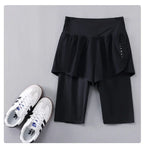DRUR Yoga Shorts Women Summer Five-Quarter Athletic Shorts Elastic Waist Running Workout Short Leggings For Ladies Sport Shorts