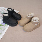 2025 Kids Winter Snow Boots Plush Fur Lined Non-Slip Leather Shoes for Boys And Girls Little Girl Outdoor Short Boots