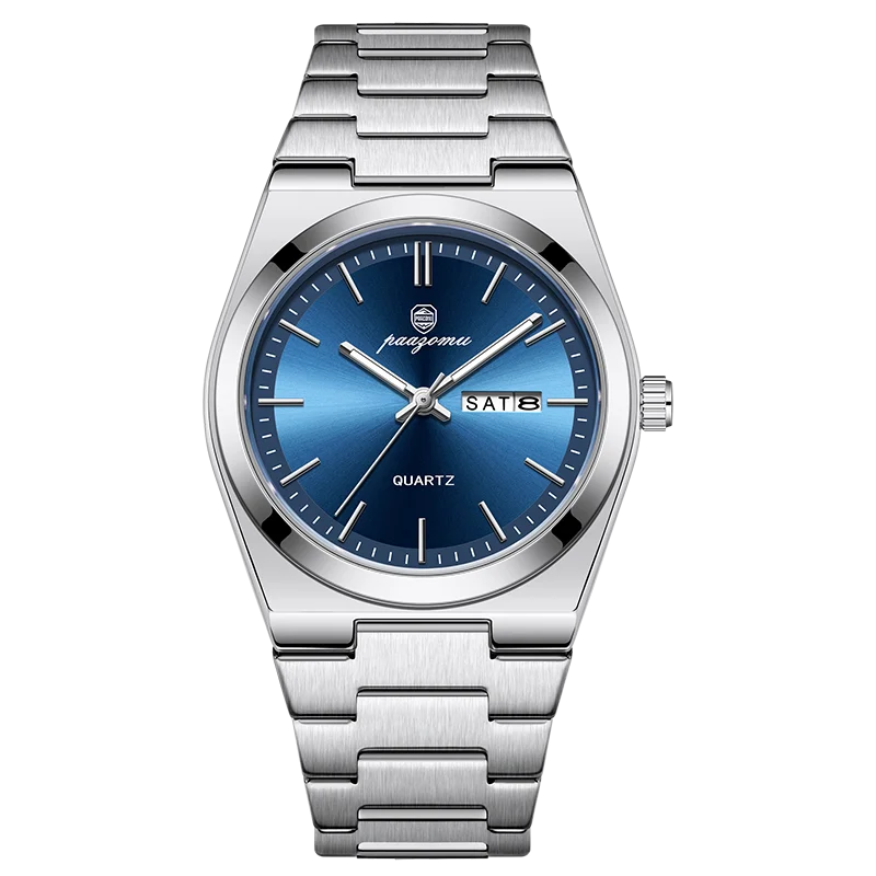 PAAZOMU Luxury Sport Quartz Man Wristwatch Waterproof Luminous Date Week Men Watches Stainless Steel Men's Watch Male Reloj+box