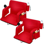 2 Pcs Portable Reclining Stadium Seat Chair with Padded Backrest & Adjustable Armrests for Bleachers,Games,Outdoor Camping