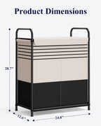 Double-Section Laundry Basket with Lid & Removable Bags, 120L Portable Hamper for Bedroom, Bathroom, Dorm