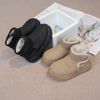 2025 Kids Winter Snow Boots Plush Fur Lined Non-Slip Leather Shoes for Boys And Girls Little Girl Outdoor Short Boots