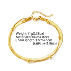 Stainless steel anklet bead strings snake bone chain double layered stacking anklet beach vacation ladies seaside party matching