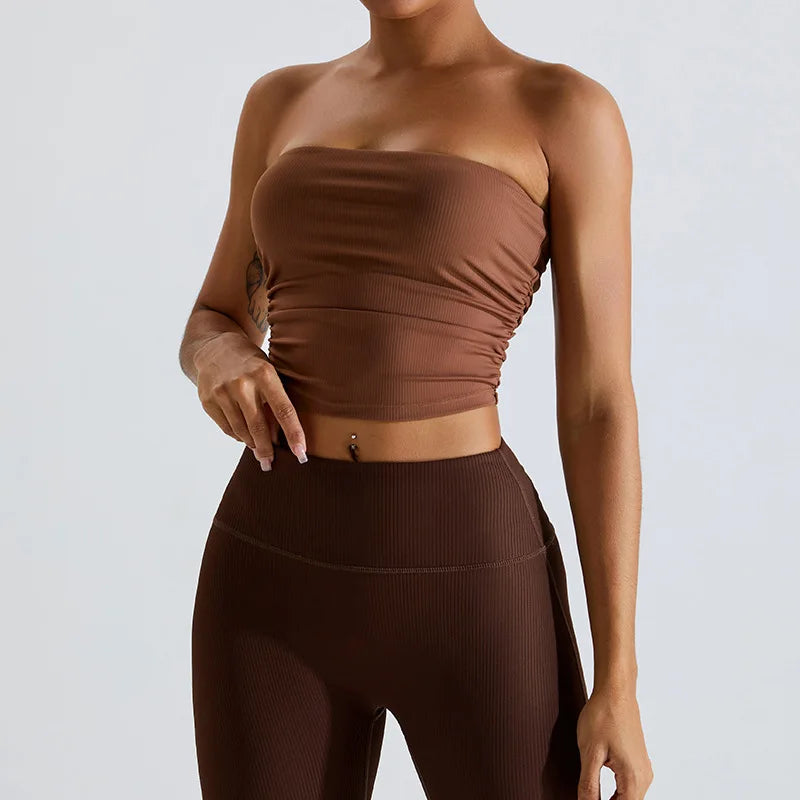 Sexy Strapless Sports Bra Backless Gym Top Women Quick-Drying Yoga Clothes Women Top Fitness Chest Wrap Underwear Workout Bra