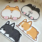 Cartoon Corgi Imitation Cashmere Bathroom Floor Coaster Cute Toilet Absorbent Dirty Resistant Foot Rug Toilet Slip Resistant Mat