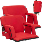 2 Pcs Portable Reclining Stadium Seat Chair with Padded Backrest & Adjustable Armrests for Bleachers,Games,Outdoor Camping