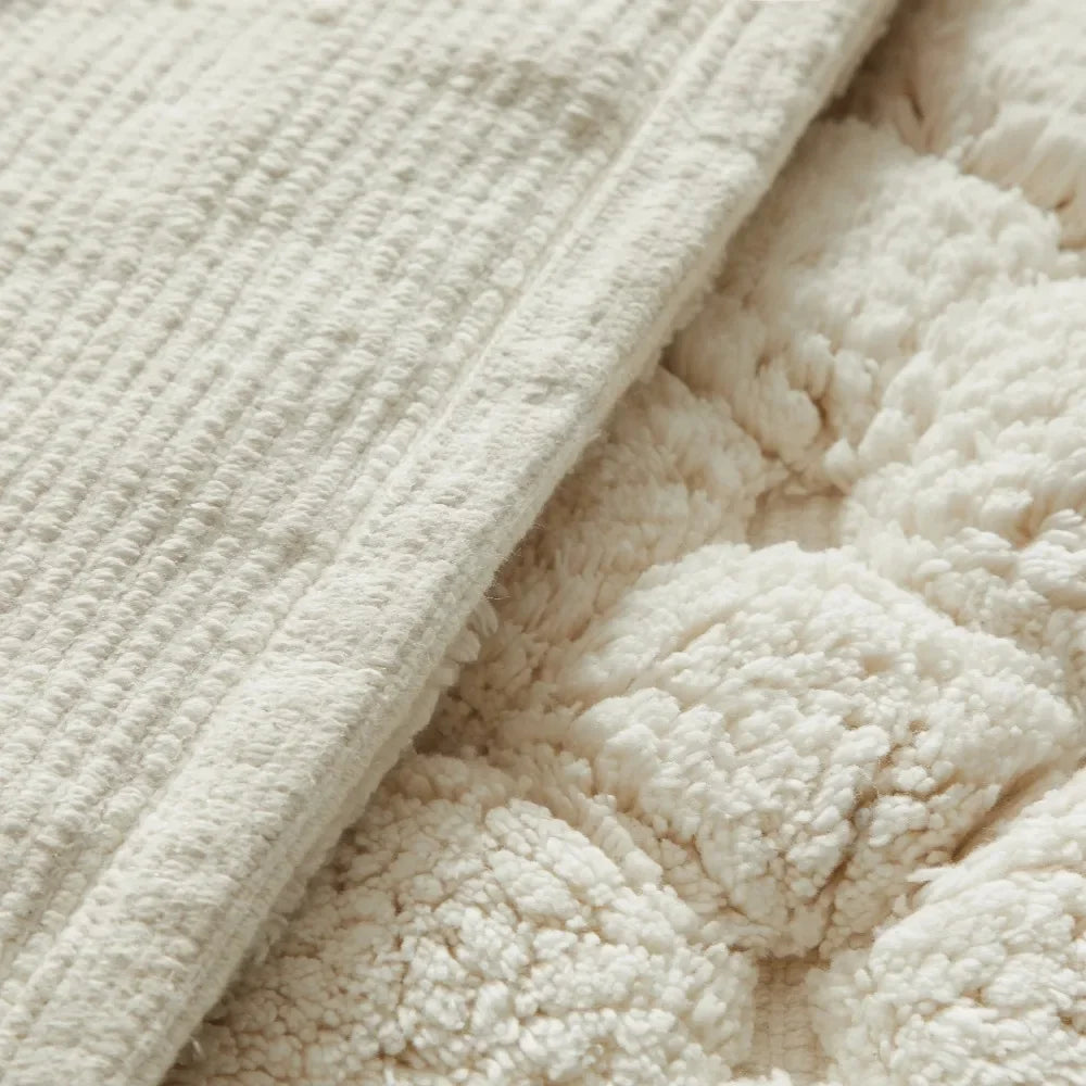 Ivory 2-Piece Cotton Bath Rug Set – 40x60cm&50x80cm Machine Washable Mats for Bathroom, Tub & Shower