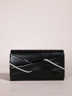 Hand Clutch Bag & Evening Clutch Bag for Women | Sparkling Crystal Rope Ruched Handbags & Glitter Envelope Purse for Party Girls