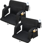 2 Pcs Portable Reclining Stadium Seat Chair with Padded Backrest & Adjustable Armrests for Bleachers,Games,Outdoor Camping