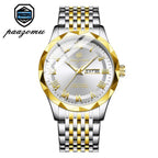 PAAZOMU Top Original Men Watch Waterproof Luminous Date Rectangle Man Wristwatch Mesh Stainless Steel Men's Quartz Watches Male