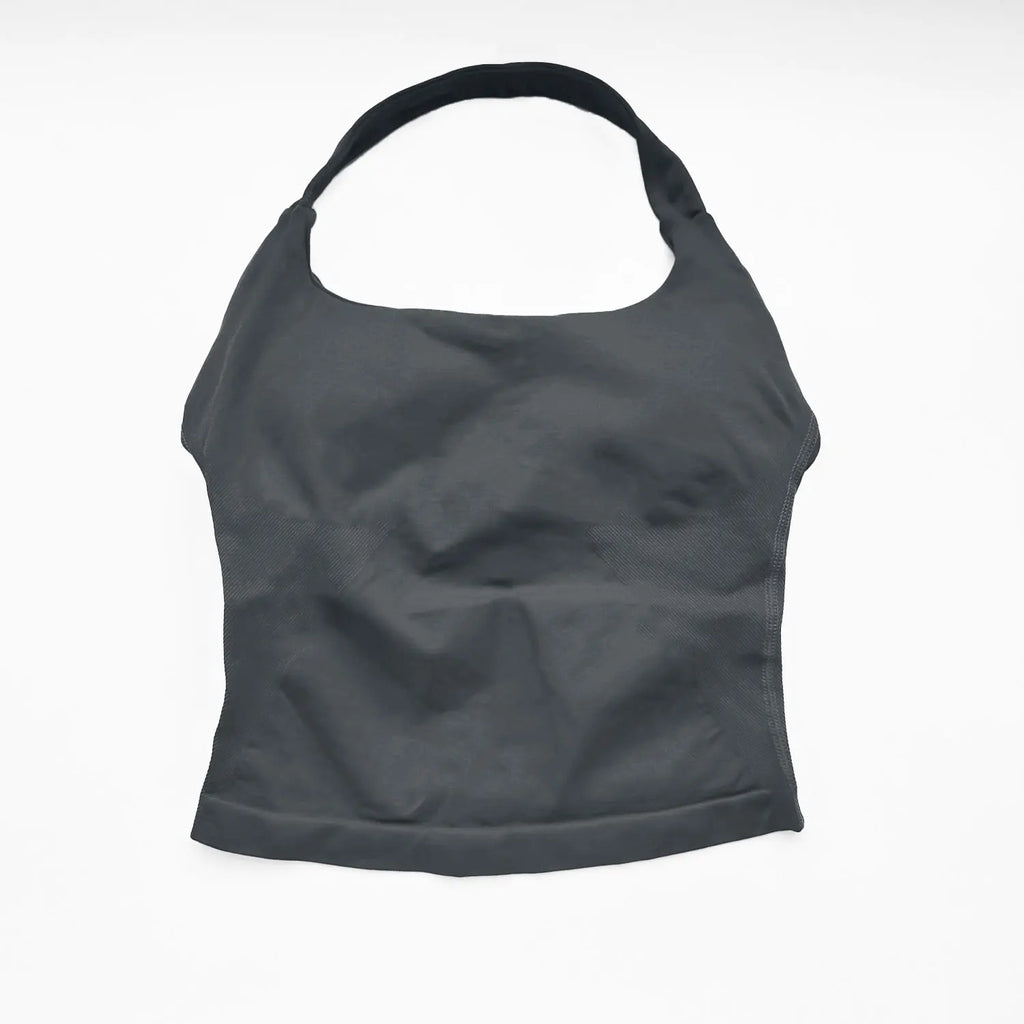 NCLAGEN Gym Halter Top Woman longline strappy tank Padded yoga clothing Fitness workout Running Activewear pilates clothes