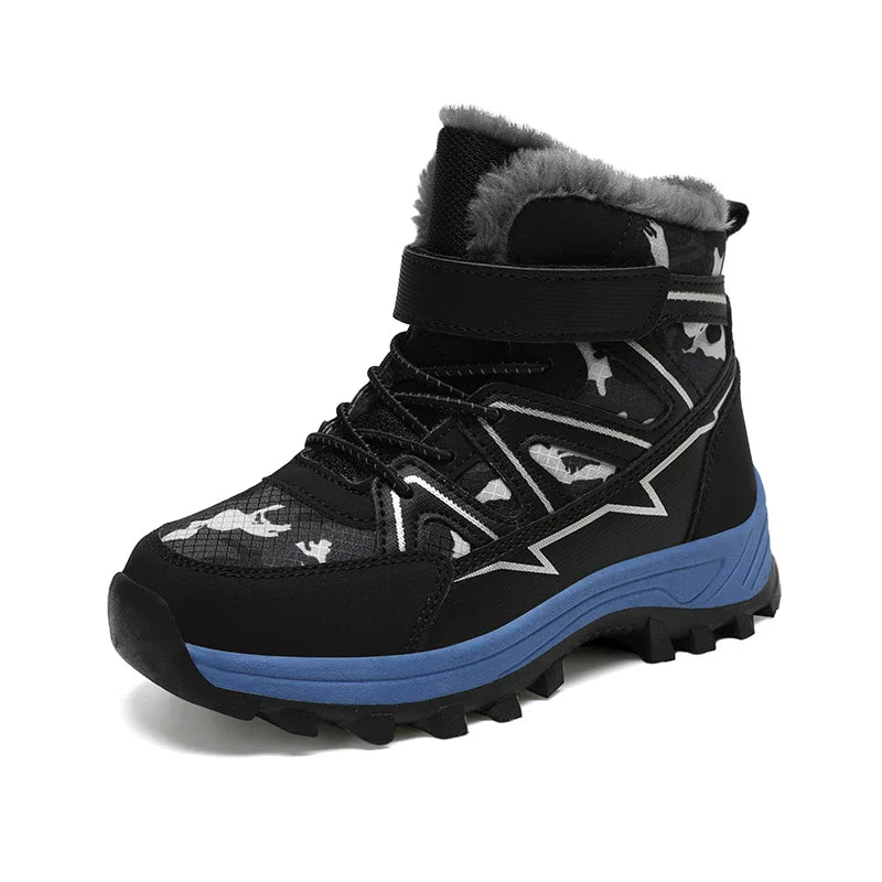 Kids Boots Winter Warm Waterproof Snow Boots for Children Casual Outdoor Sneakers Winter Plush Lining High-top Sports Shoes
