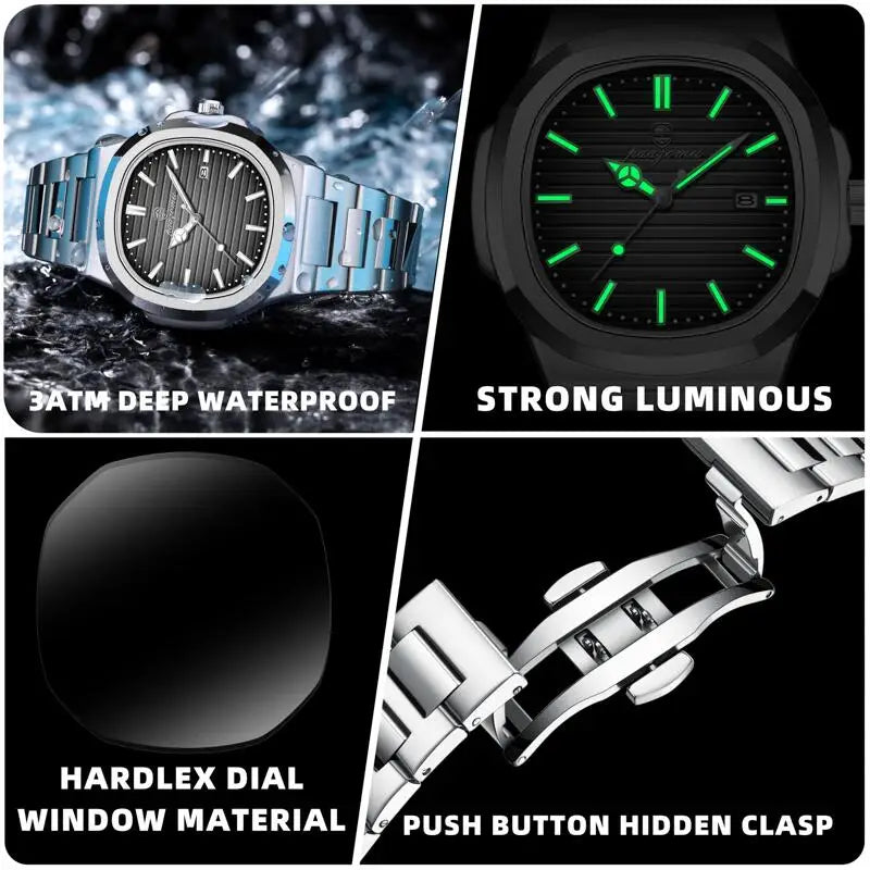 PAAZOMU Business Casual Quartz Wristwatch Men Waterproof Luminous Hands Classic Durable Strap Fashion Watch for Work Daily Life