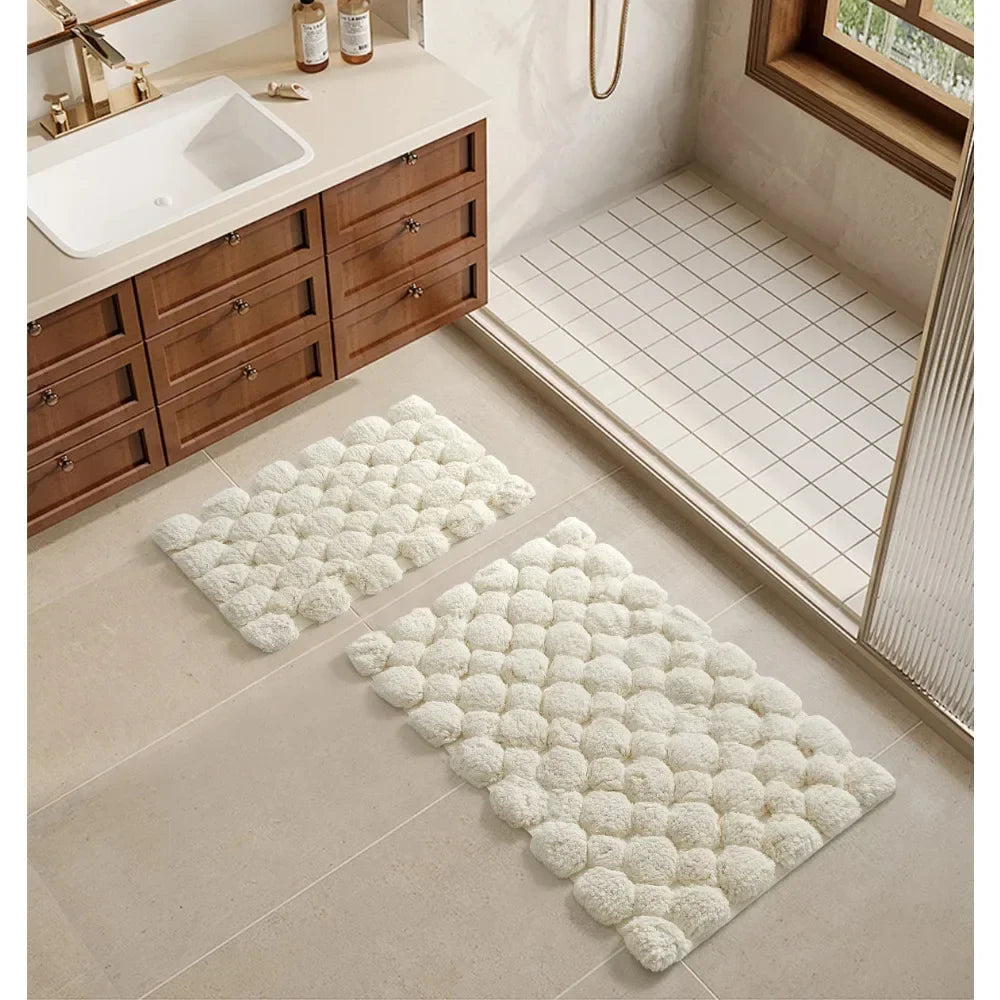 Ivory 2-Piece Cotton Bath Rug Set – 40x60cm&50x80cm Machine Washable Mats for Bathroom, Tub & Shower