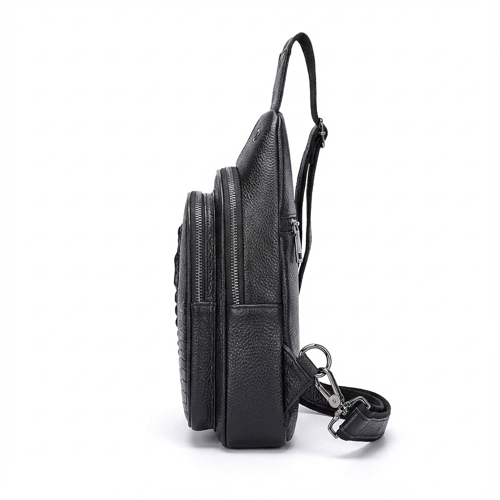 Men's Croc-Embossed Leather Sling Bag – Professional Utility Carry