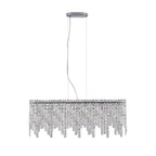 34.6" Oval K9 Crystal Chandelier | 6-Light Silver Modern Ceiling Light with Cascading Teardrop Crystals — Dining Room, Living Room & Bedroom