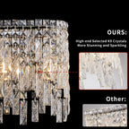 34.6" Oval K9 Crystal Chandelier | 6-Light Silver Modern Ceiling Light with Cascading Teardrop Crystals — Dining Room, Living Room & Bedroom
