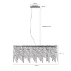 34.6" Oval K9 Crystal Chandelier | 6-Light Silver Modern Ceiling Light with Cascading Teardrop Crystals — Dining Room, Living Room & Bedroom