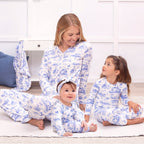 Baby Girl Toile de Jouy Bamboo Zipper Romper - Mommy and Me
