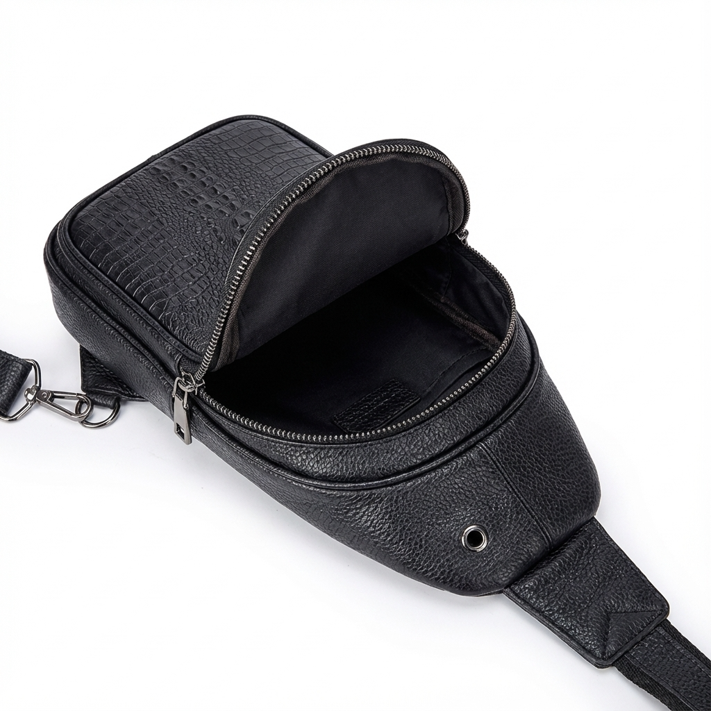 Men's Croc-Embossed Leather Sling Bag – Professional Utility Carry