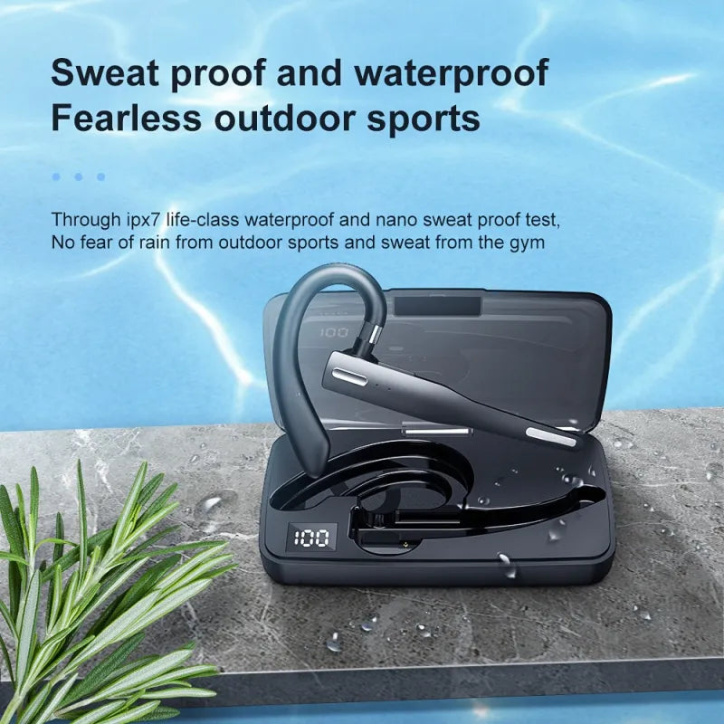 Comfortable Bluetooth Earpiece Wireless Earphone Bluetooth 5.0 Handsfree Earpiece Noise Cancelling HiFi Headset With Dual HD Mic For All Smart Phones Ear Wireless Bluetooth Sport Lightweight Headphones With Case Standby Time For Business Workout Driving