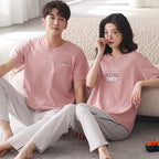 Couple Pajamas Men's Cotton Red Animal Year Trousers Short Sleeve Home Clothes Set
