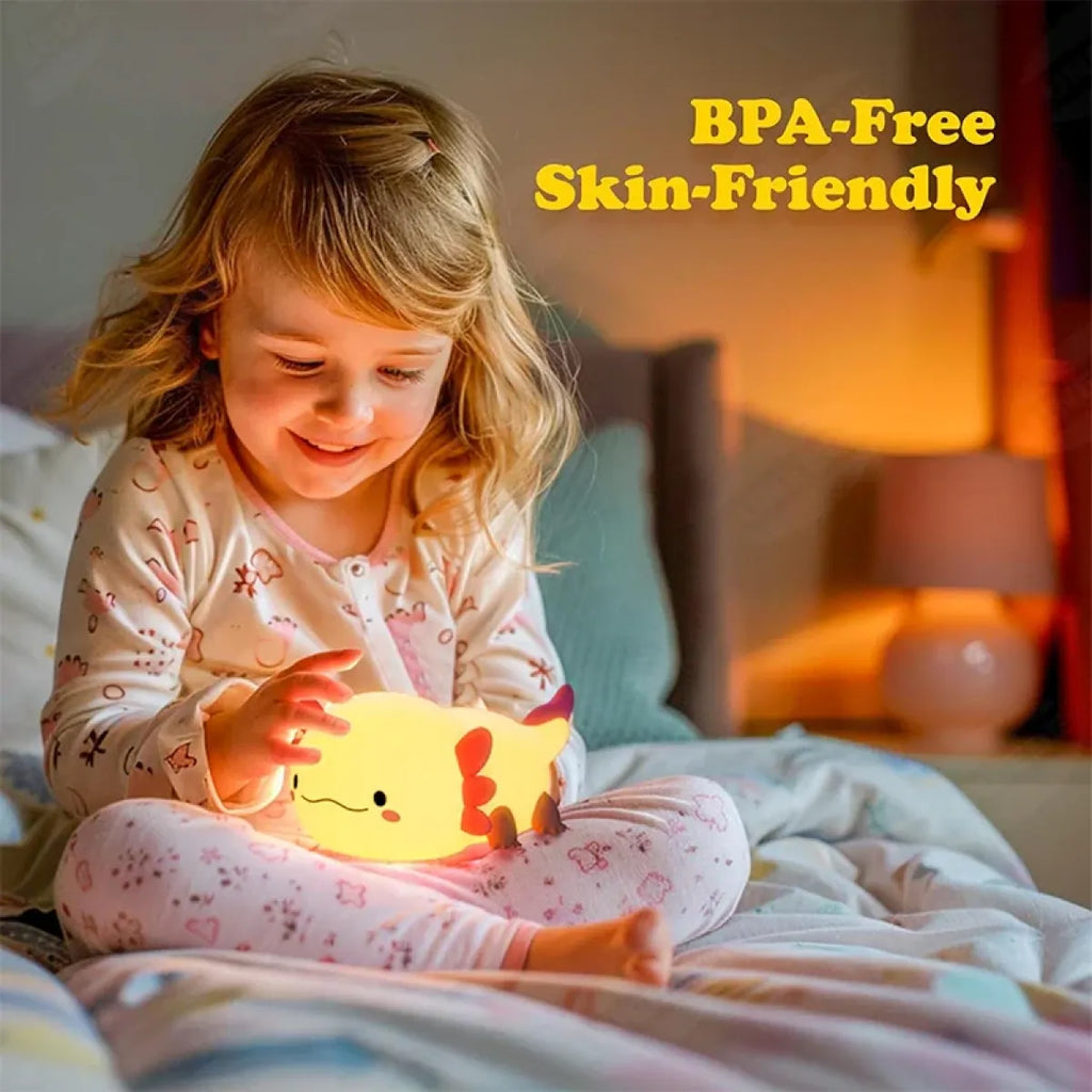 Axolotl Night Light – USB Rechargeable Silicone Touch Lamp