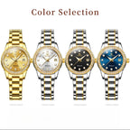 Women's Automatic Mechanical Diamond Dial Stainless Watch
