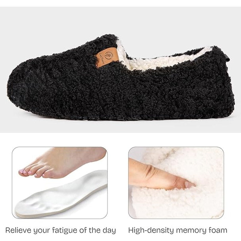 NWT New EverFoams Womens 8.5 Black Slippers Soft Memory Foam House Shoes