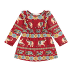 Baby Girls Volant Ruffle Cotton Dress – Cultural Print | Mixed Up Clothing