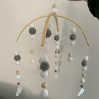 Baby Nordic Wooden Beads Wind Chimes with Wool Balls Nursery Mobile Crib Bed Bell Baby Bedroom Ceiling Wooden Beads Wind Chime Hanging Newborn Baby Bed Hanging Wind-bell Crib Tent Kids Room Decorations Ornaments
