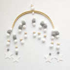 Baby Nordic Wooden Beads Wind Chimes with Wool Balls Nursery Mobile Crib Bed Bell Baby Bedroom Ceiling Wooden Beads Wind Chime Hanging Newborn Baby Bed Hanging Wind-bell Crib Tent Kids Room Decorations Ornaments