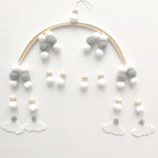 Baby Nordic Wooden Beads Wind Chimes with Wool Balls Nursery Mobile Crib Bed Bell Baby Bedroom Ceiling Wooden Beads Wind Chime Hanging Newborn Baby Bed Hanging Wind-bell Crib Tent Kids Room Decorations Ornaments