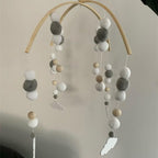 Baby Nordic Wooden Beads Wind Chimes with Wool Balls Nursery Mobile Crib Bed Bell Baby Bedroom Ceiling Wooden Beads Wind Chime Hanging Newborn Baby Bed Hanging Wind-bell Crib Tent Kids Room Decorations Ornaments